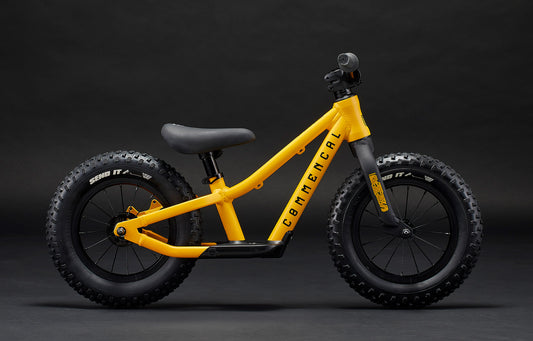 Bicicleta balans copii COMMENCAL Ramones 12″  OHLINS YELLOW galben negru lateral