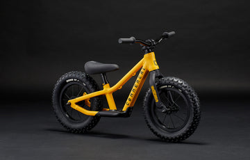 Bicicleta balans copii COMMENCAL Ramones 12″ OHLINS YELLOW galben negru fata