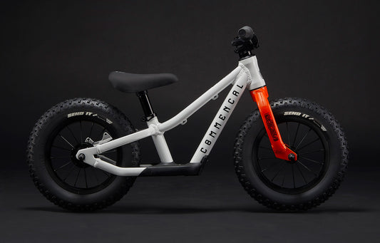 Bicicleta balans copii COMMENCAL Ramones 12″ PURE WHITE alb portocaliu lateral