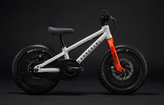 Bicicleta copii COMMENCAL Ramones 14″ PURE WHITE alb portocaliu lateral