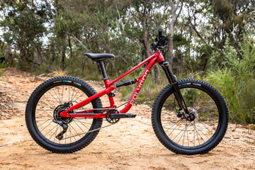 bicicleta copii Polygon Siskiu D24 full suspension red padure lateral
